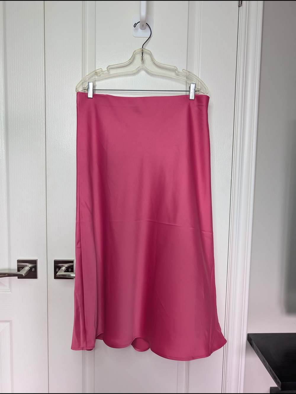 Rachel Zoe Hot Pink Satin A-Line Midi Skirt